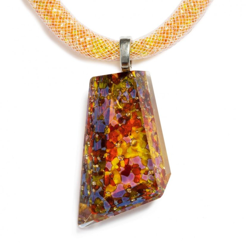Cut amber glass jewel PRV0801