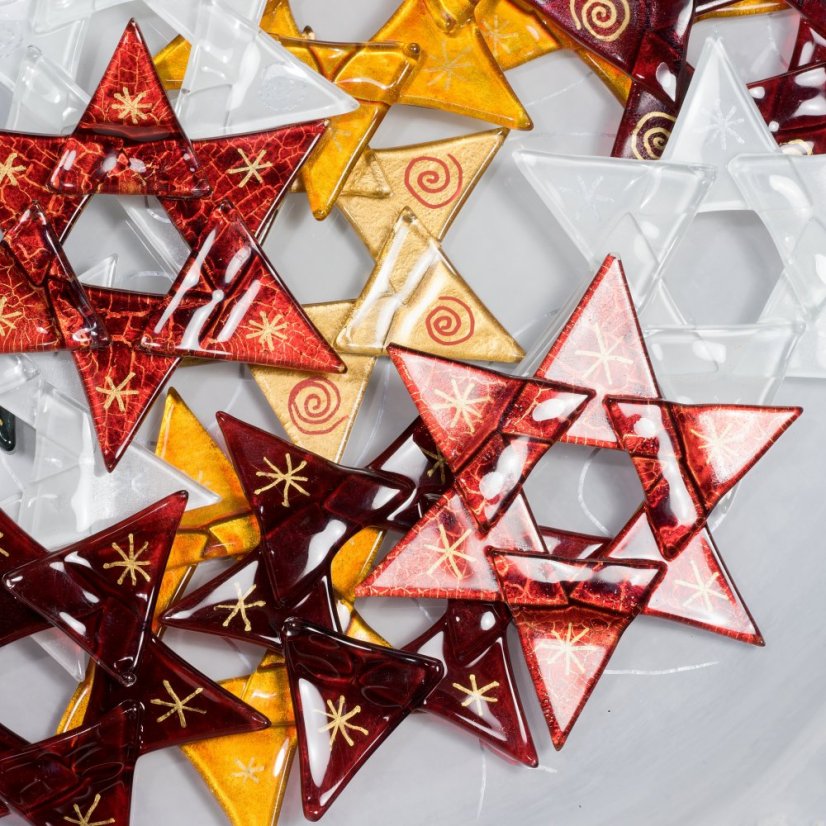 Christmas glass ornament star ruby 02 - spirals