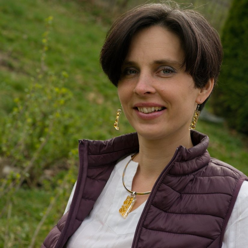 WAGA - Luksusowy komplet biżuterii szklanej JANTAR naszyjnik + kolczyki SOU0911