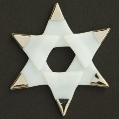 Christmas glass star white - silver spikes