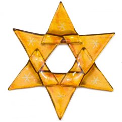 Christmas glass ornament star amber 01- gold stars