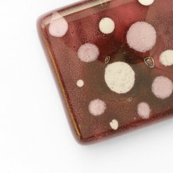 Glass pendant square in burgundy with polka dots CHIARA P1204