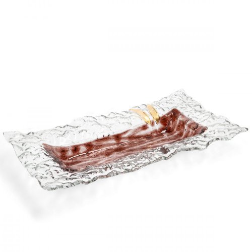 Glass bowl TERRA brown with lace – rectangle