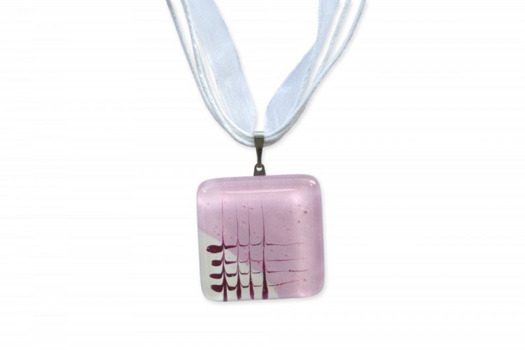 Glass pendant square pink HELENE P1104