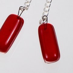 Red glass earrings SARAH N0908