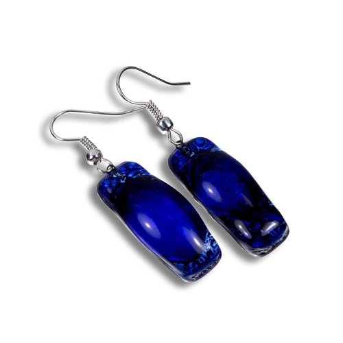 Dark blue glass earrings PARIS N0303