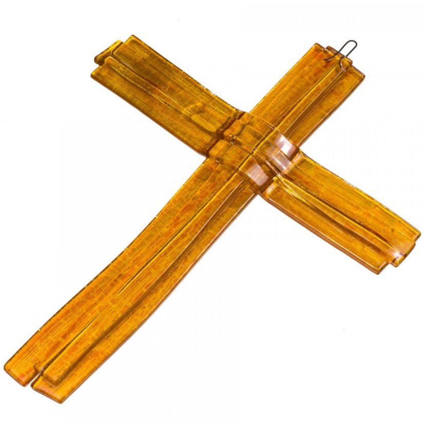 Amber layered glass wall cross