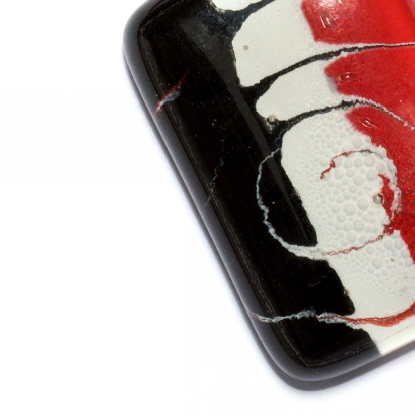 Skleněný přívěsek obdélníkový červený SARAH P0908