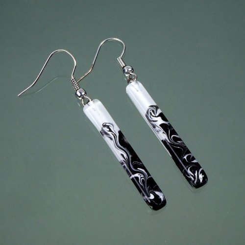 Black and white glass earrings LENORE N1709