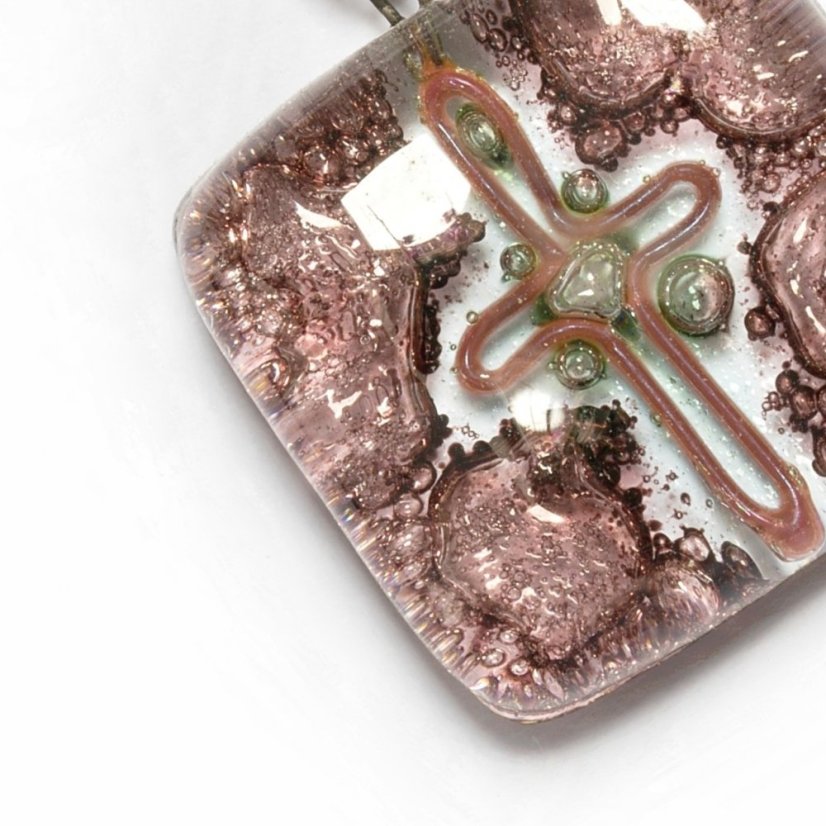 Skleněný přívěsek čtvercový hnědý TERRA P0209