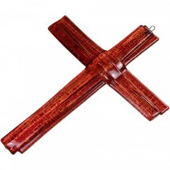 Skleněný kříž na stěnu rubínový vrstvený