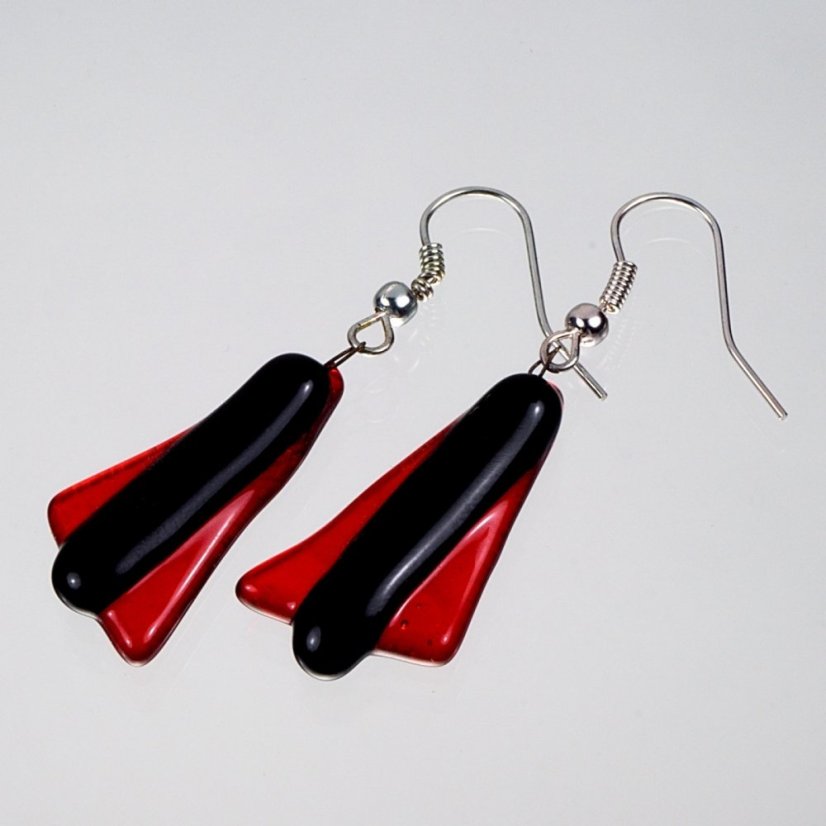 Red glass earrings SARAH N0911