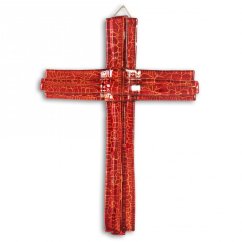 Small ruby layered glass wall cross