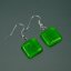 Green glass earrings DAISY N1411