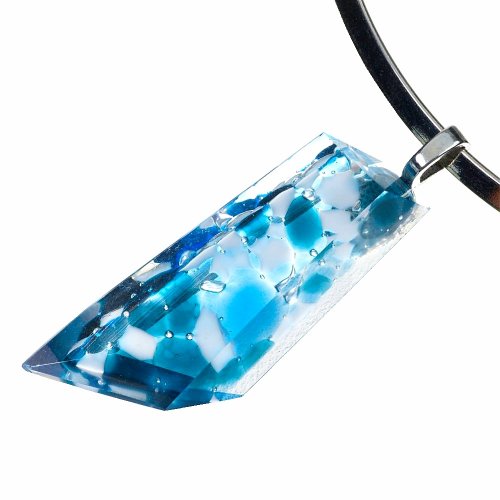 Luxusní broušený skleněný šperk modrobílý PRV0809