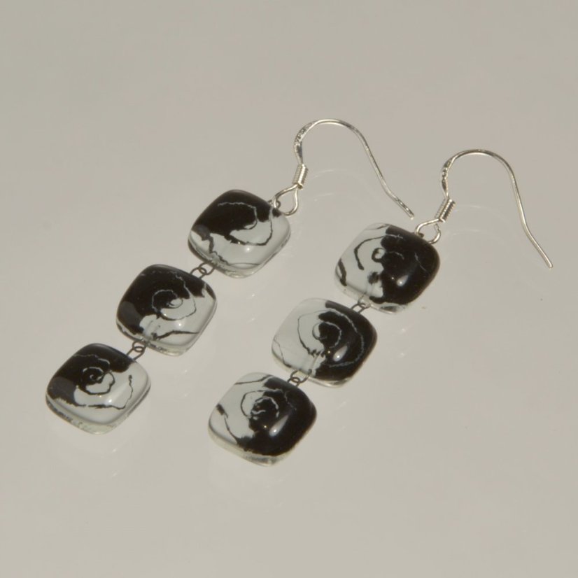 Black and white glass earrings LENORE N1708 Black and white glass earrings LENORE N1708