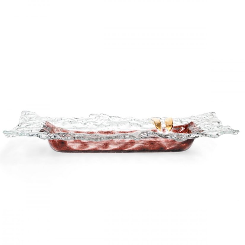 Glass bowl TERRA brown with lace – rectangle
