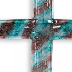 Small turquoise-brown layered glass wall cross
