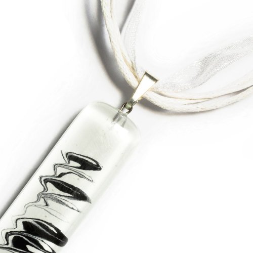 Rectangular glass pendant in white LINDA P0703