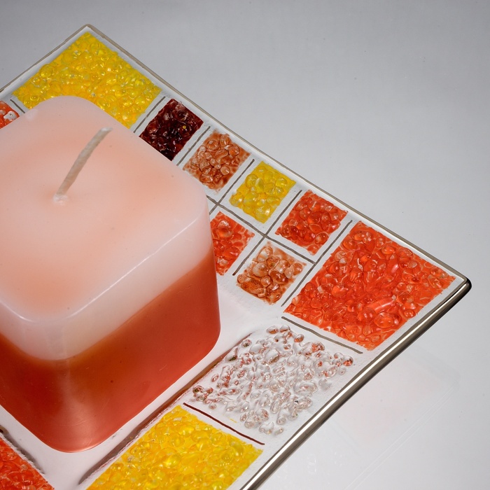 Orange glass bowl CORAL KARO