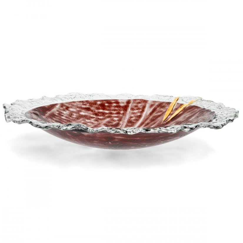 Glass bowl TERRA brown with lace – round
