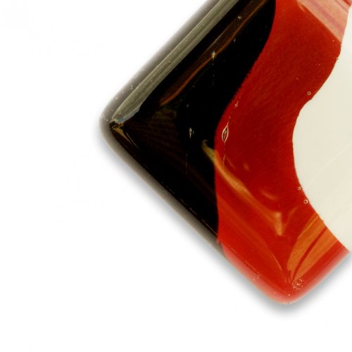 Kosoštvorcový sklenený prívesok červený SARAH P0904