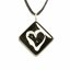 Black glass rhombus pendant with heart KIM P0808