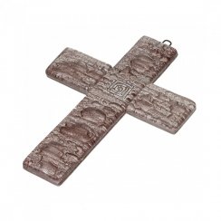 Small brown glass wall cross – with spiral