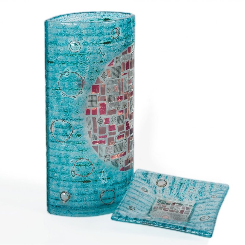 Turquoise glass vase LUNA