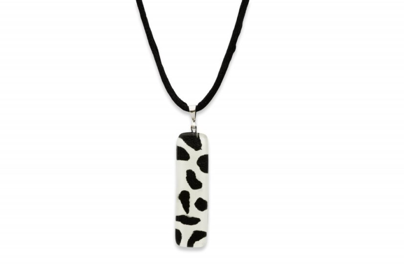 Rectangular glass pendant, black and white LENORE P1704