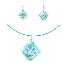 Set glass jewelry turquoise SOU0105