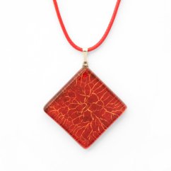 Glass pendant rhombus metal red SARAH P0914