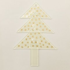 Szklane drzewko ornament w kolorze Białym - gwiazdy
