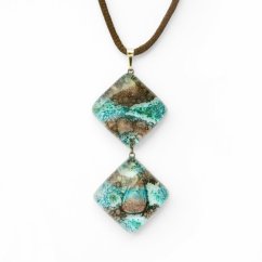 Glass pendant turquoise brown two-piece MEMPHIS P0406