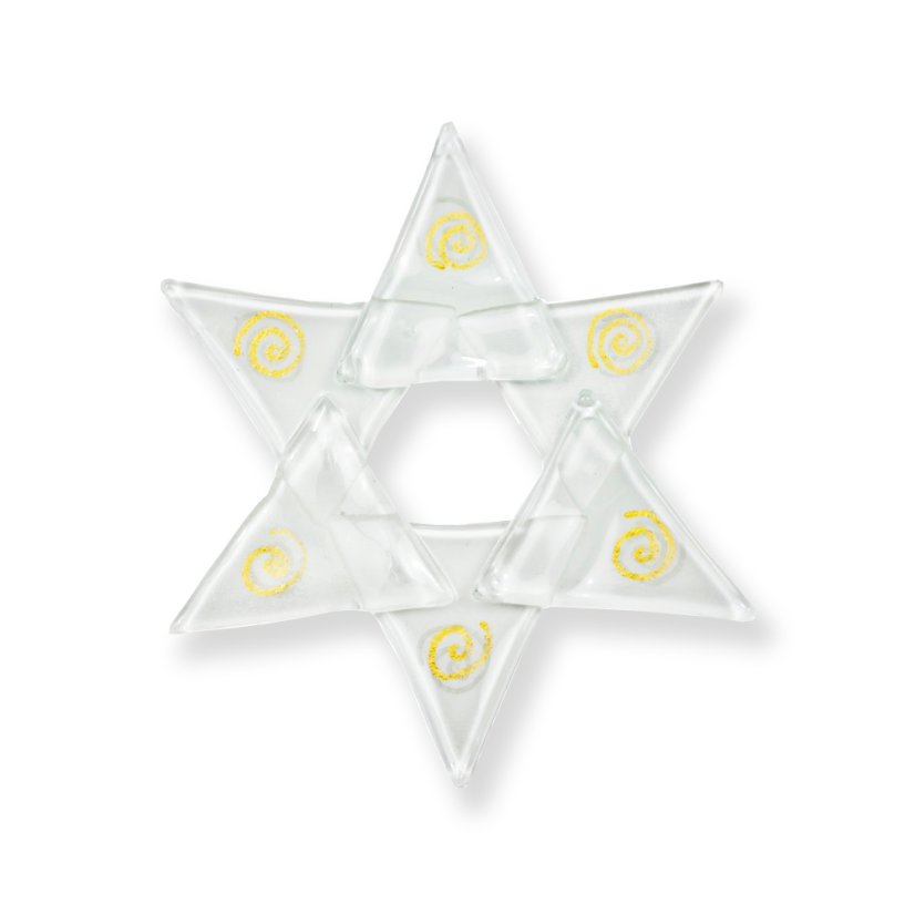 Christmas glass ornament star white 02 - gold spirals