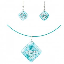 Set glass jewelry turquoise SOU0105