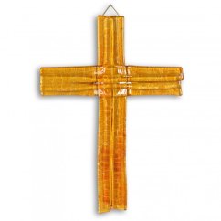 Amber layered glass wall cross