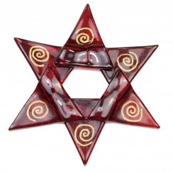 Vánoční skleněná ozdoba hvězda rubínová 02 - spirálky