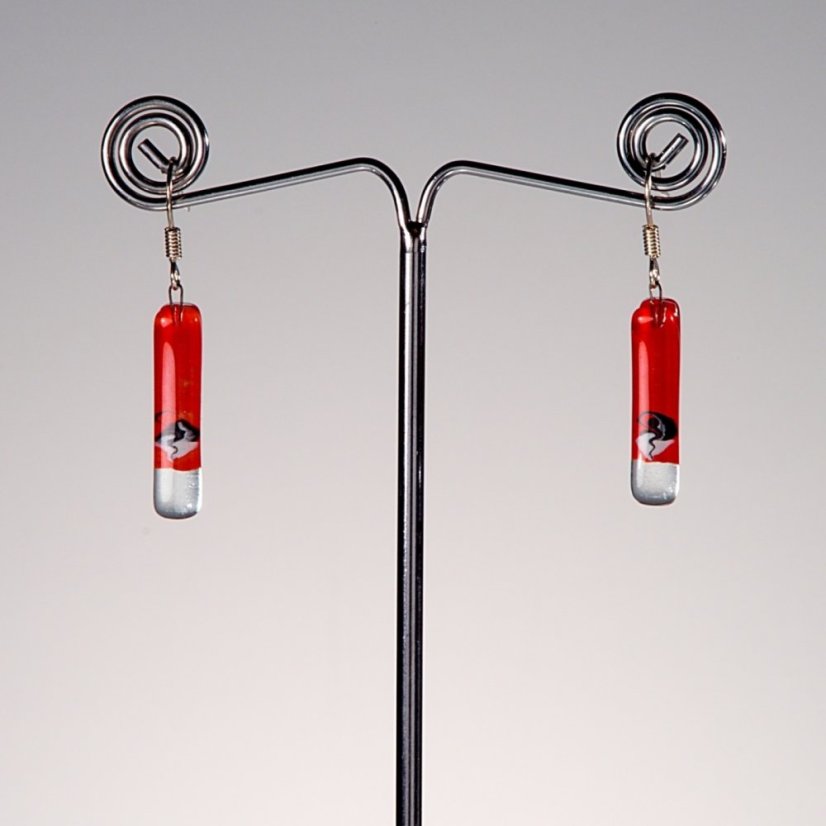 Red glass earrings SARAH N0902