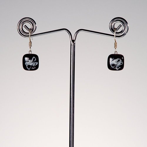 Glass earrings black KIM N0803