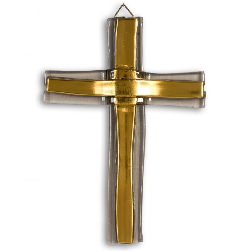 Small Gold layered glass wall cross