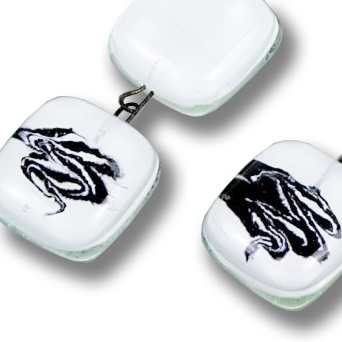 Glass earrings white LINDA N0703