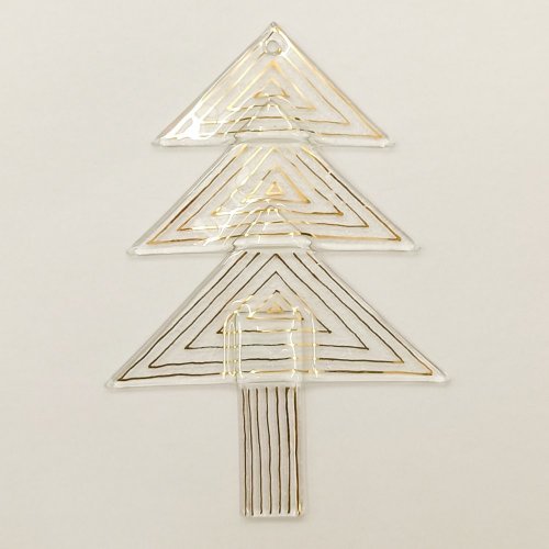 Christmas glass ornament tree transparent - gold triangles