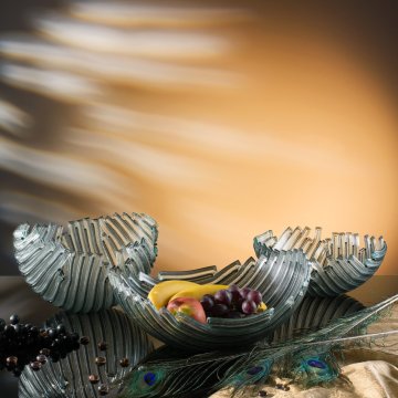 Luxury large glass bowls - Colour - grey