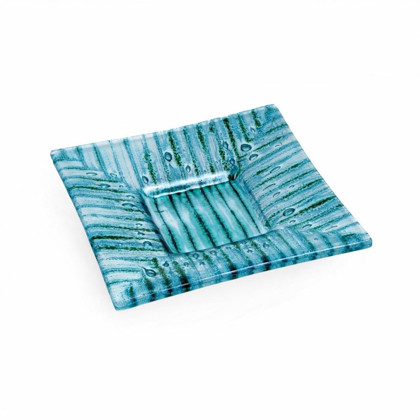 Glass turquoise candlestick ERA with scented candle