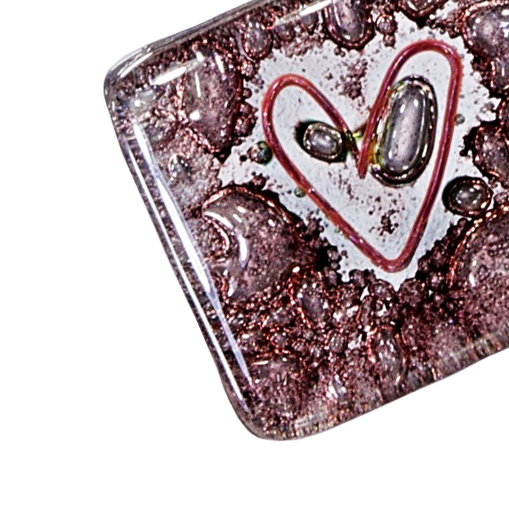 Szklany wisiorek kwadratowy z sercem brązowy TERRA P0207