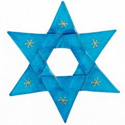 Christmas glass star in transparent blue
