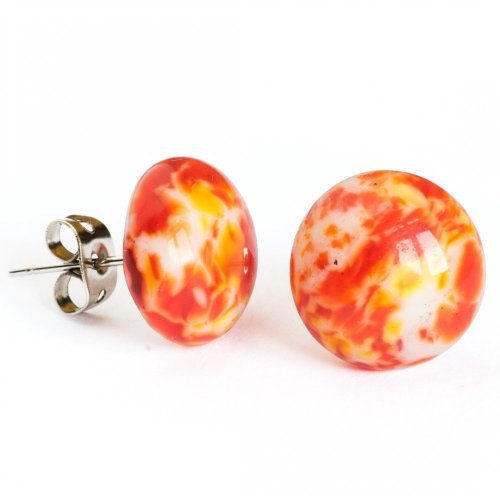 Glass earrings orange marbled PUZETY N1827
