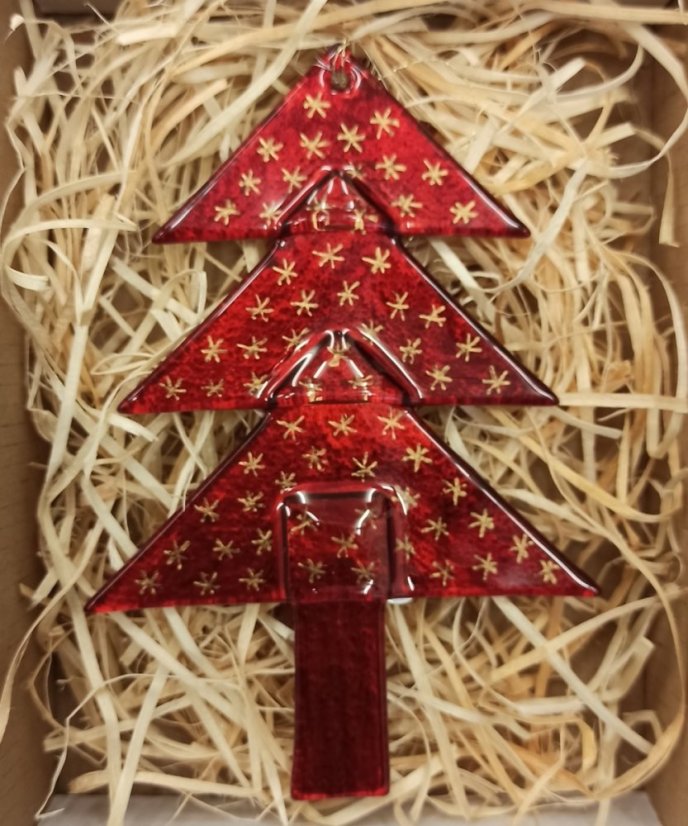 Christmas glass ornament tree red - stars