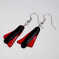 Red glass earrings SARAH N0911